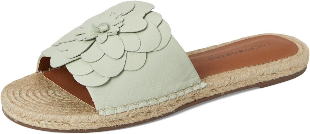 New In Box Lucky Brand Women's Biricha Flat Sandal, Peppermint Leather, 8 NIB